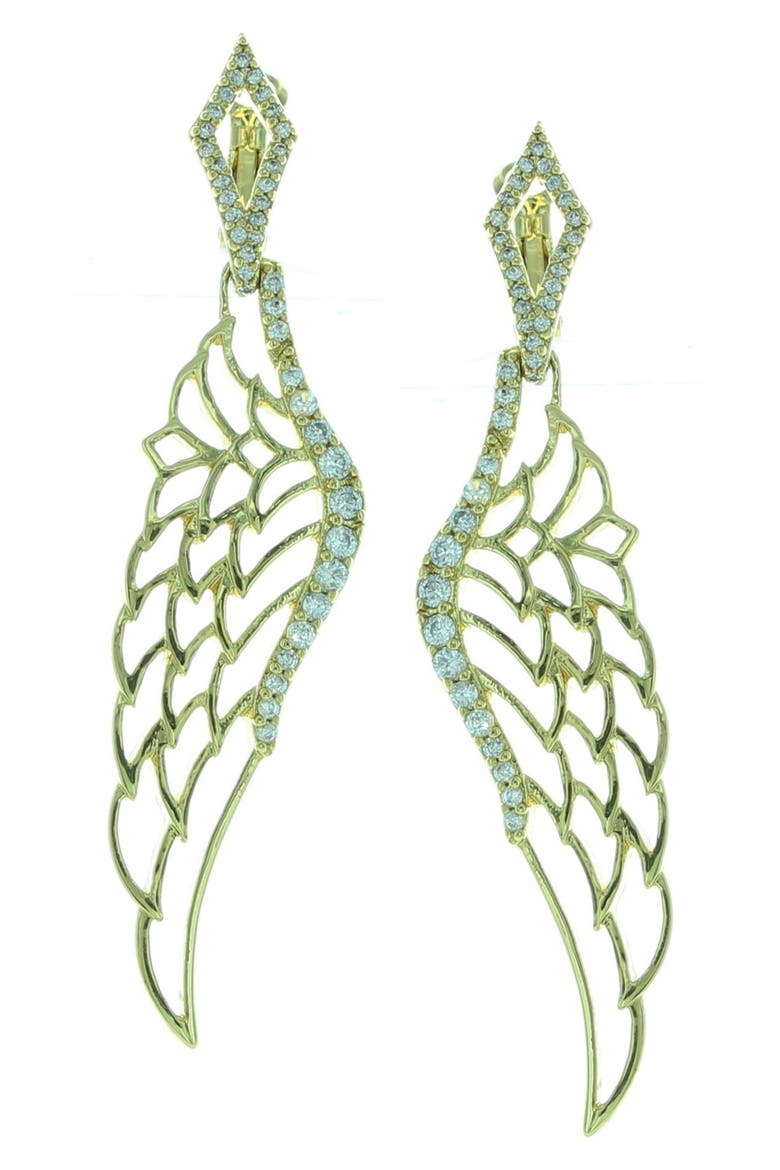 Angel Wing Earrings, Main, color, GOLD / CLEAR
