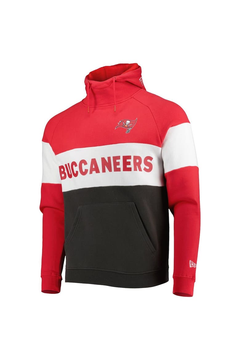 Men's New Era Heather Charcoal/Red Tampa Bay Buccaneers Colorblock Current Pullover Hoodie, Alternate, color, Heather Charcoal