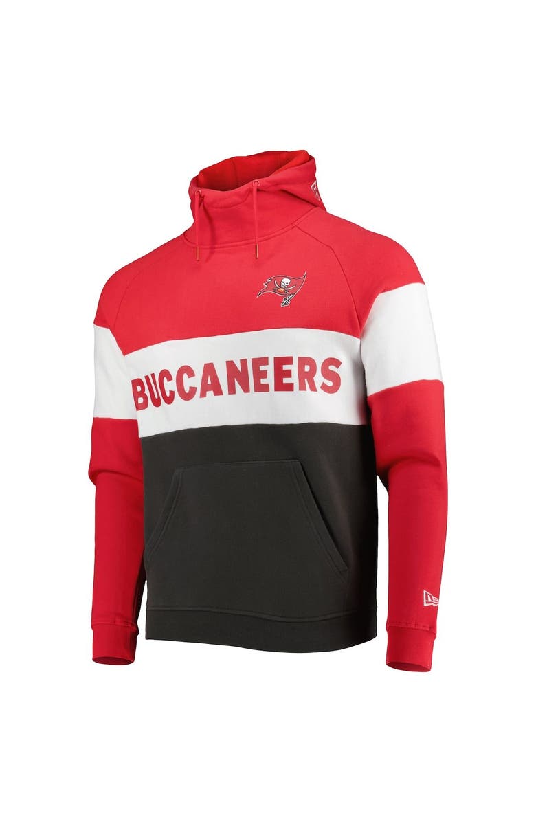 New Era Men's New Era Heather Charcoal/Red Tampa Bay Buccaneers Colorblock Current Pullover Hoodie, Alternate, color, Heather Charcoal