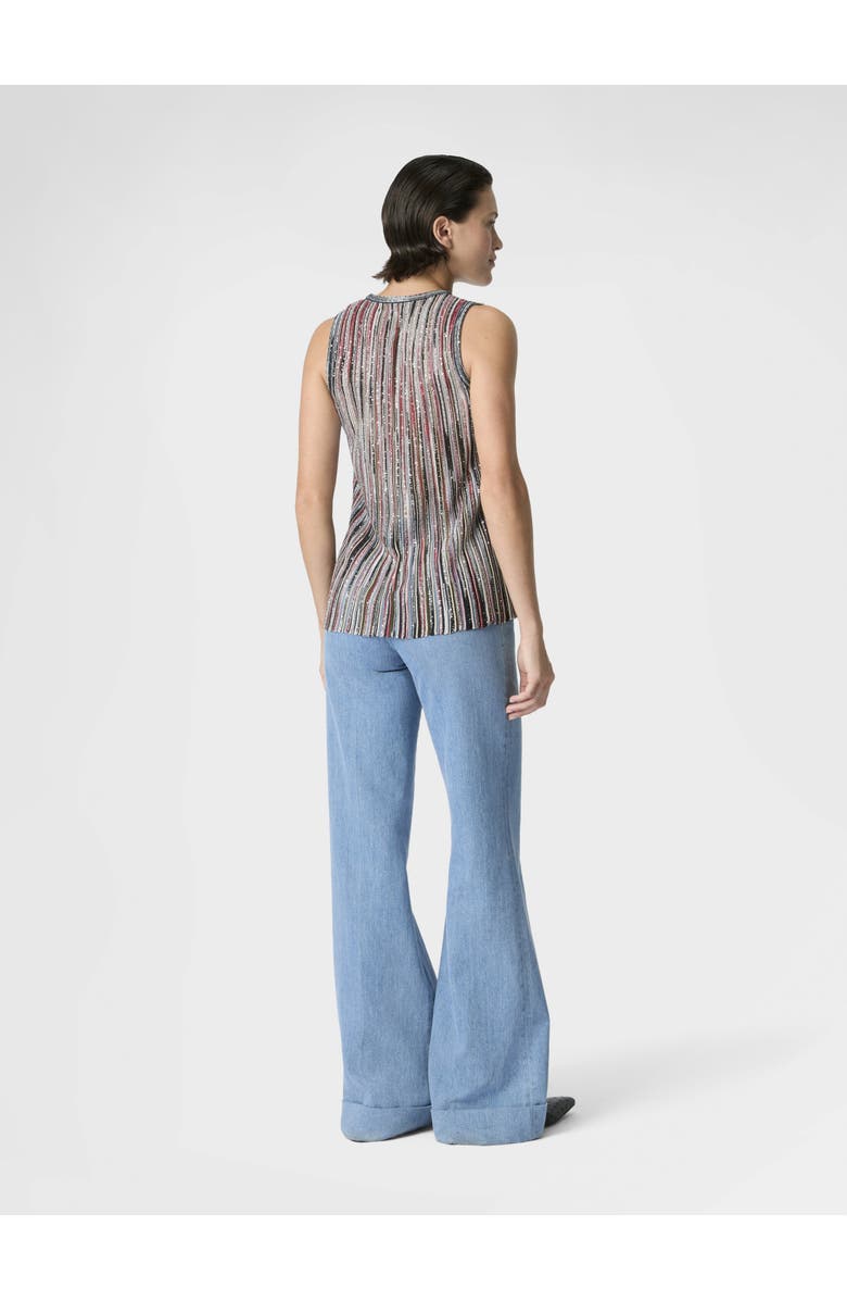 Missoni Ribbed Mixed Viscose Sleeveless Top With Sequins, Alternate, color, Silver