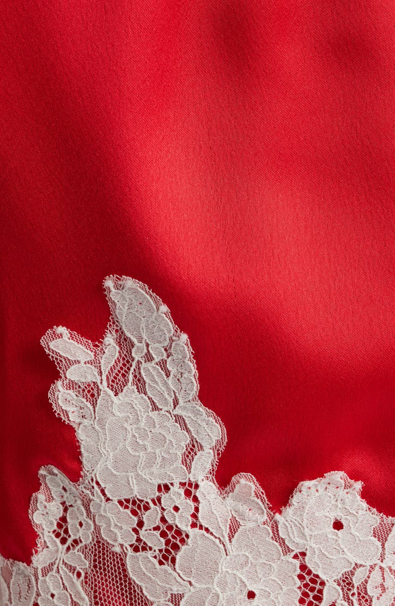 KITTENISH Lace Trim Satin Shorts, Alternate, color, Poppy Red