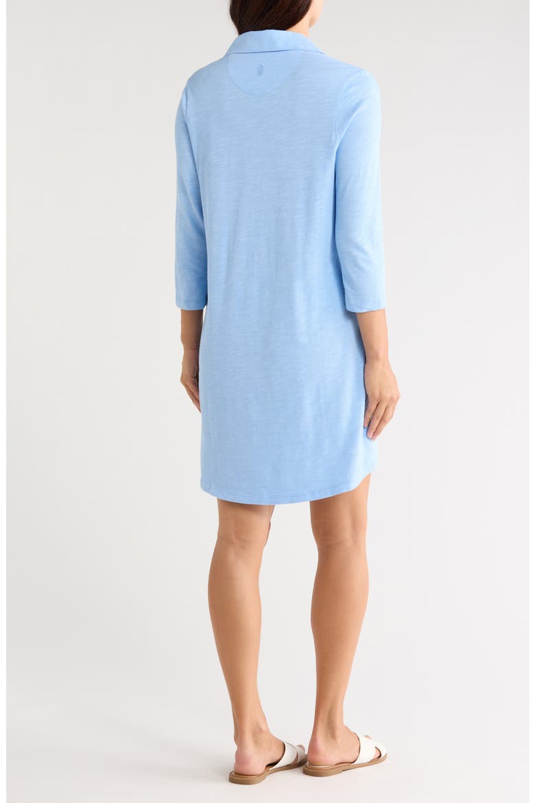 Ashby Isles Long Sleeve Cotton Jersey Polo Dress, Alternate, color, LT SKY