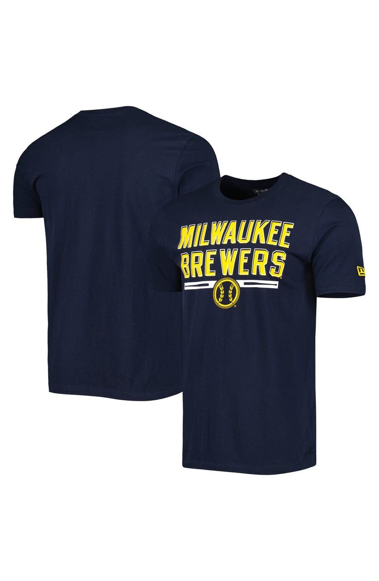 New Era Men's New Era Navy Milwaukee Brewers Batting Practice T-Shirt, Main, color, Navy