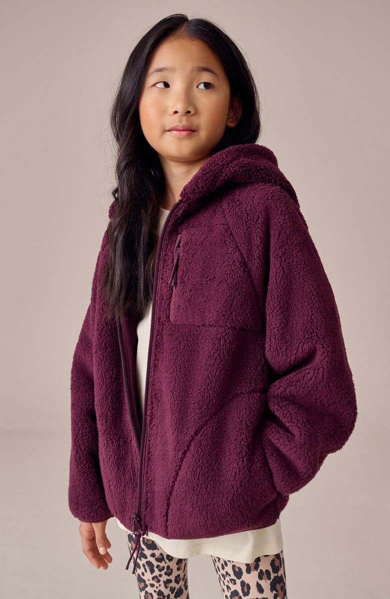NEXT Kids' High Pile Fleece Jacket, Alternate, color, Burgundy