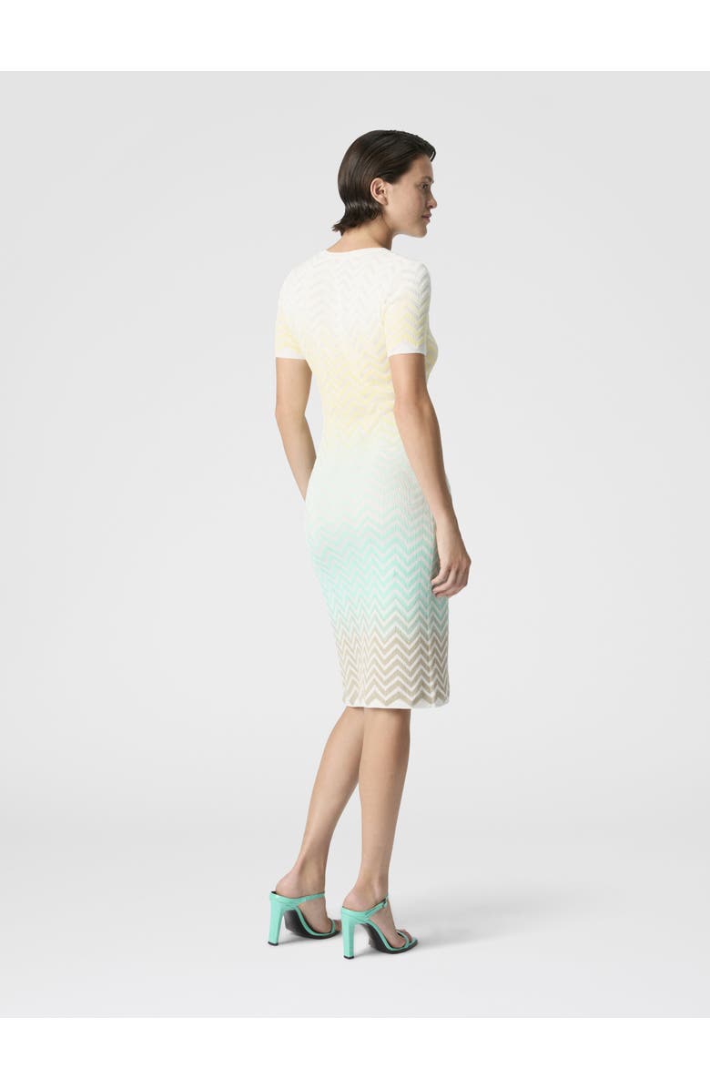 Missoni Midi Dress In Cotton And Viscose Chevron Dégradé, Alternate, color, Green& Brown