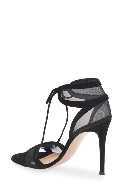 Shop Gianvito Rossi Falene Mesh & Suede Stiletto Sandal In Black