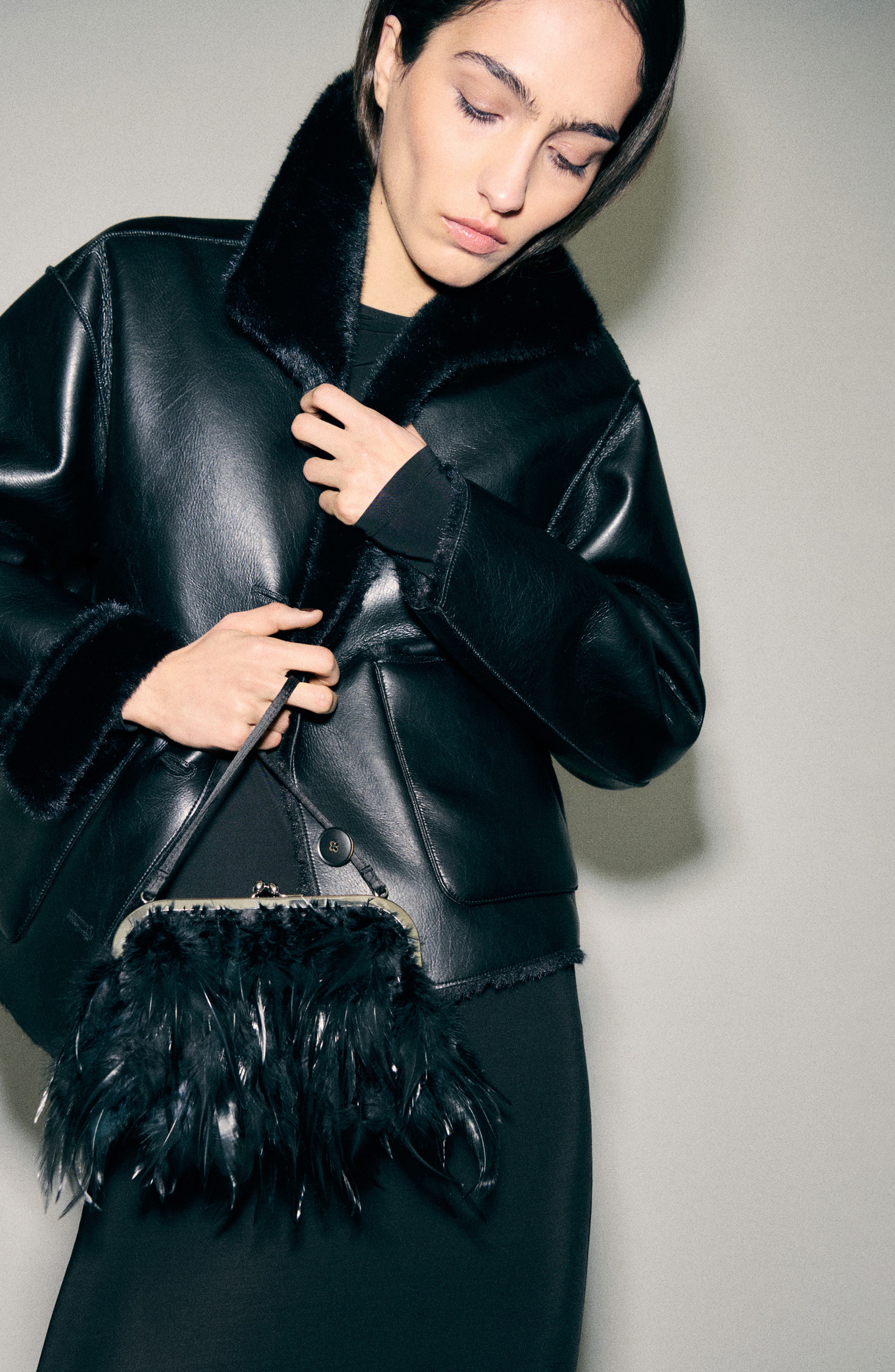 MANGO Feather Frame Handbag, Alternate, color, 