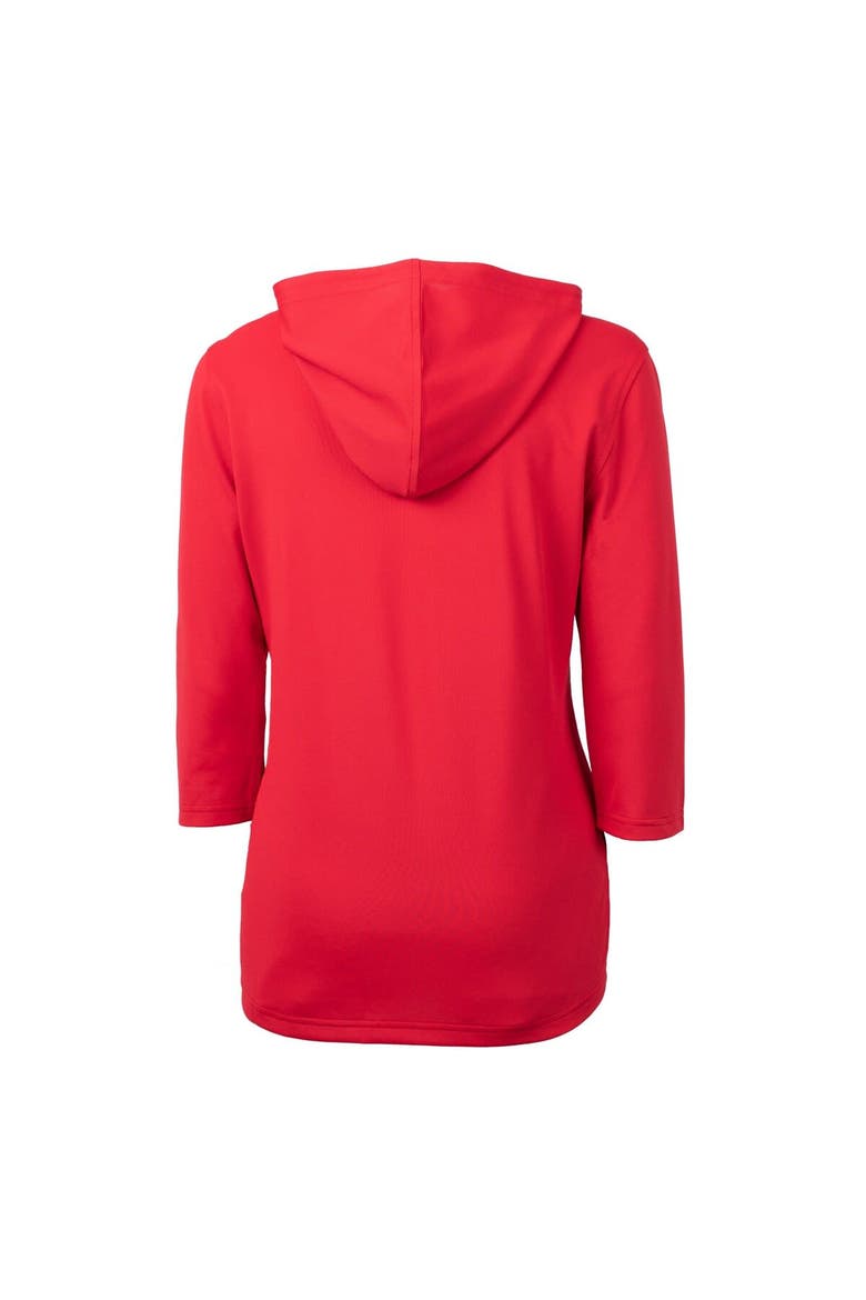 Women's Cutter & Buck  Red Buffalo Bisons Virtue Eco Pique Recycled 3/4-Sleeve Half-Zip Pullover Hoodie, Alternate, color, Red