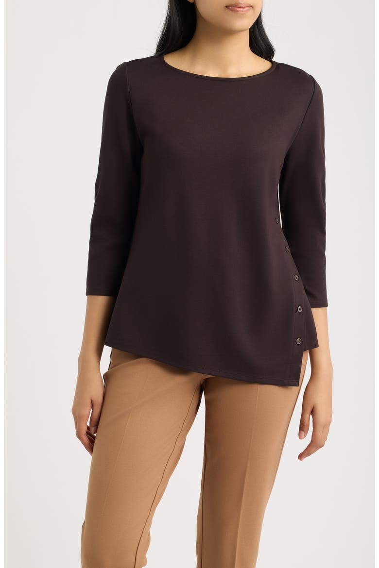 Asymmetric Button Hem Top, Main, color, DEEP MAHOGANY