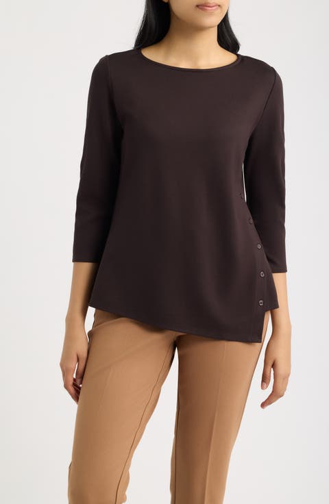 Asymmetric Button Hem Top