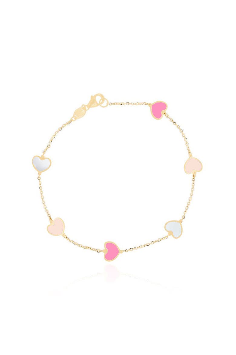 Pink Mixed Heart Station Bracelet, Main, color, Pink Mixed