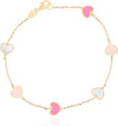 The Lovery Fine Jewelry Pink Mixed Heart Station Bracelet