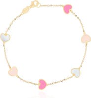 The Lovery Fine Jewelry Pink Mixed Heart Station Bracelet