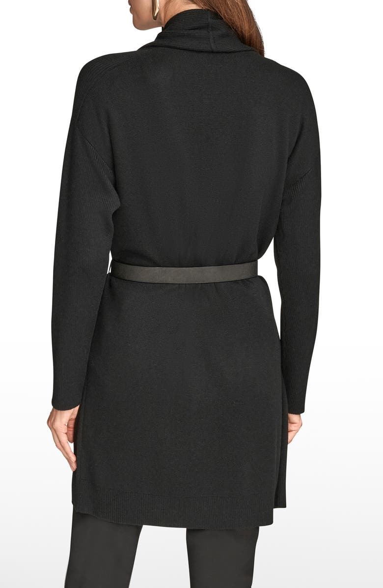 Donna Karan New York Belted Cardigan, Alternate, color, Black
