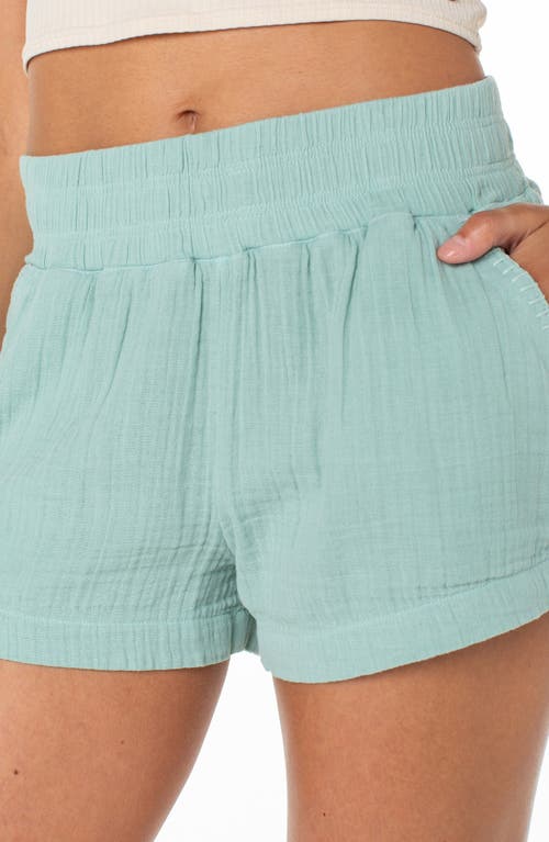 Roxy Laidback Cotton Gauze Shorts In Aquifer Solid