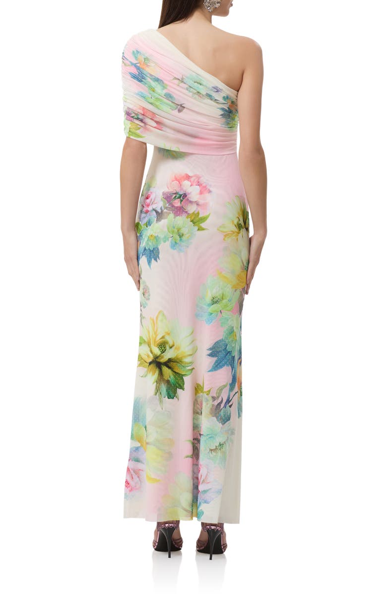 AFRM Mirabel One-Shoulder Mesh Maxi Dress, Alternate, color, Growing Roses