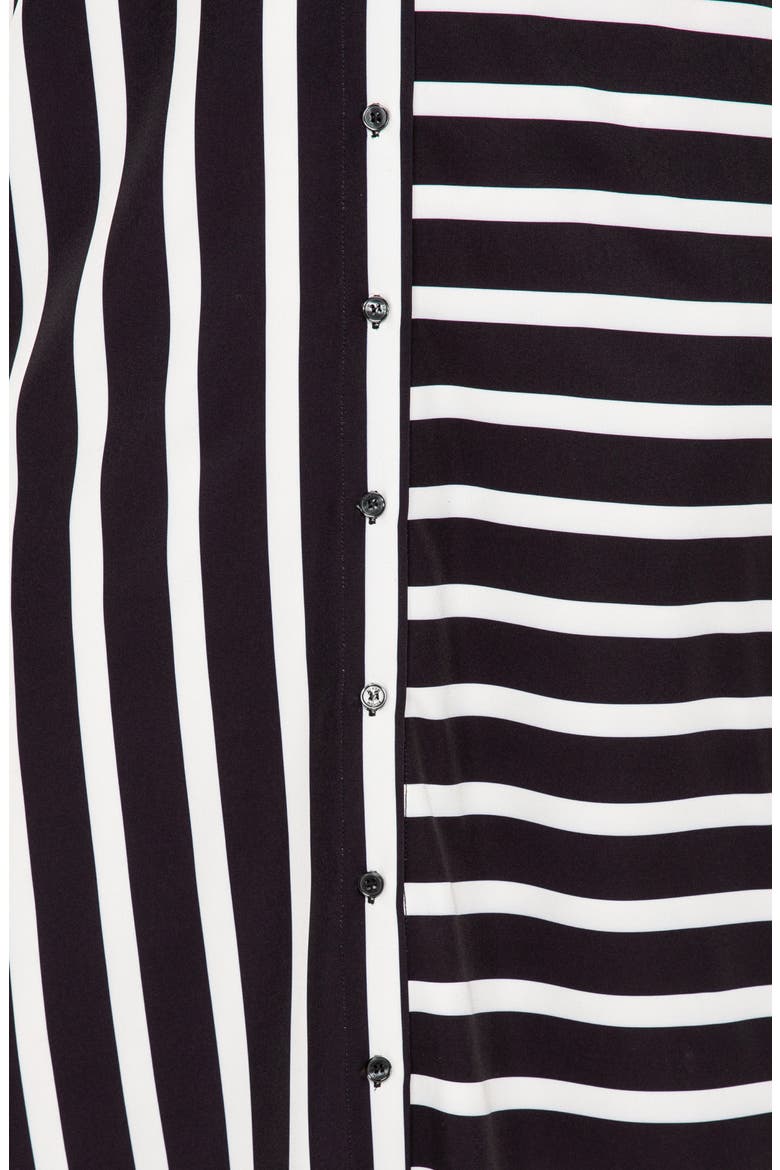 Long Sleeve Button-Up Maxi Shirtdress, Alternate, color, BLACK STRIPE