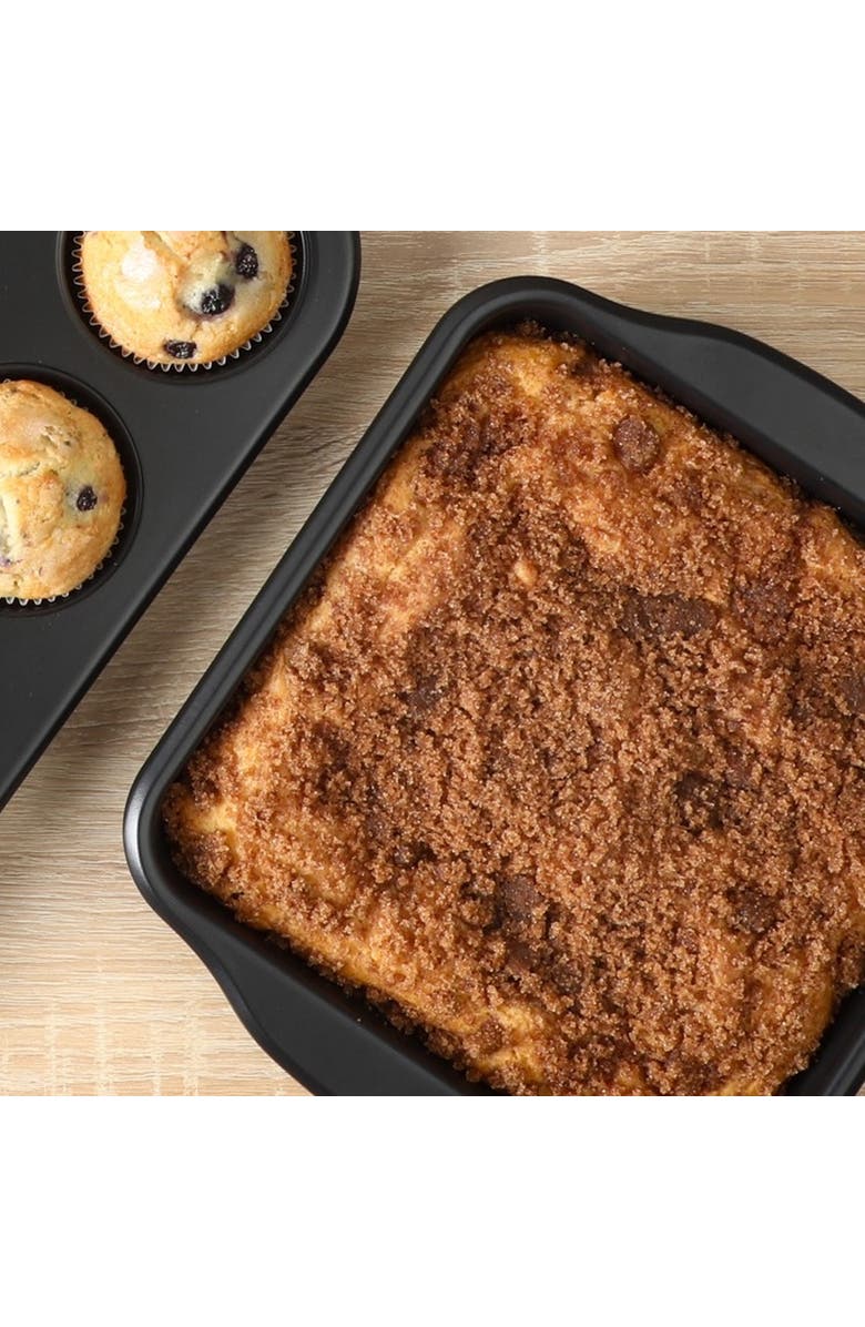 OSTER Teston Platinum Collection 8 Inch Nonstick Carbon Steel Square Cake Pan, Alternate, color, Black