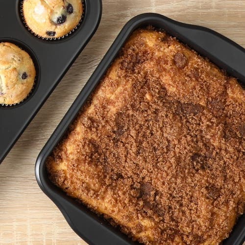 Oster Teston Platinum Collection 8 Inch Nonstick Carbon Steel Square Cake Pan In Black