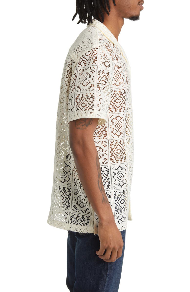 CONEY ISLAND PICNIC Flight Regular Fit Crochet Short Sleeve Button-Up Shirt, Alternate, color, 