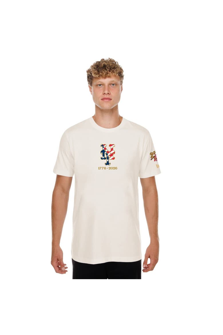 Men's New Era  Cream New York Mets 250th Fourth of July T-Shirt, Main, color, Cream