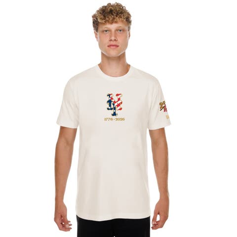 Men's New Era  Cream New York Mets 250th Fourth of July T-Shirt