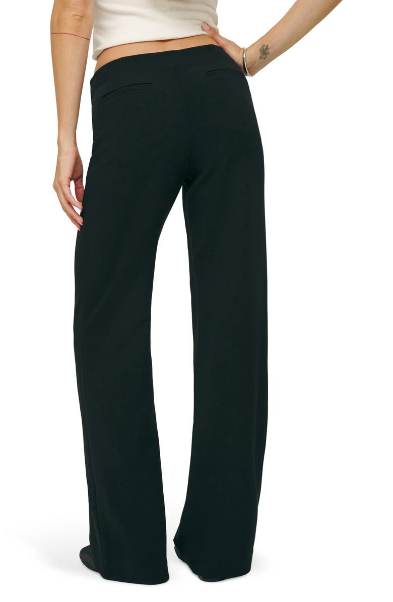 Reformation Vida Stripe Straight Leg Pants, Alternate, color, Pitch Black