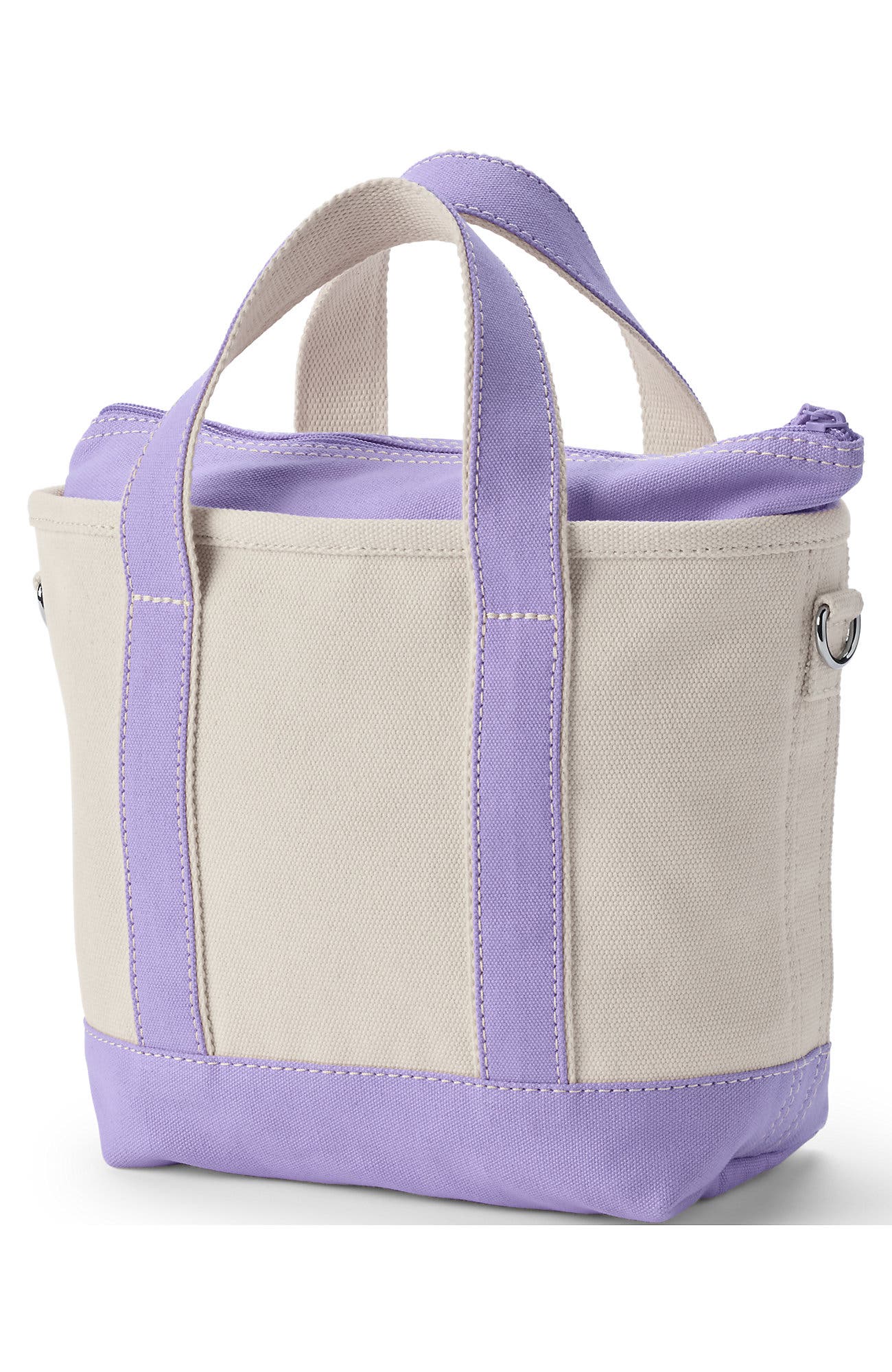 Zip Top Canvas Tote Bag, Alternate, color, Natural/Lavender Cloud