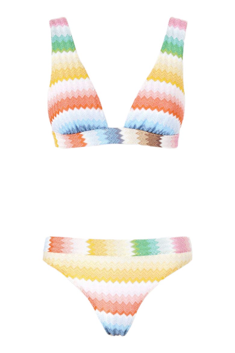 Bralette Bikini With Dégradé Zigzag Pattern, Alternate, color, Multicoloured