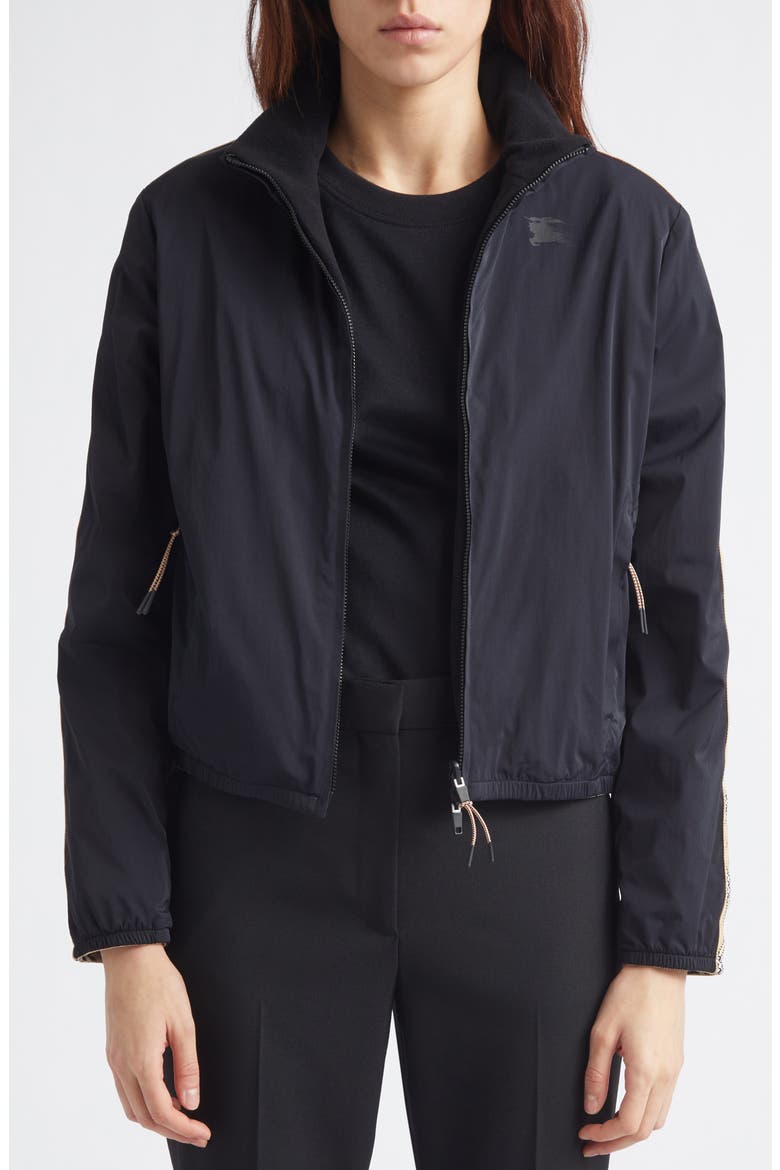 Angela Reversible Stretch Nylon & Fleece Jacket, Alternate, color, BLACK