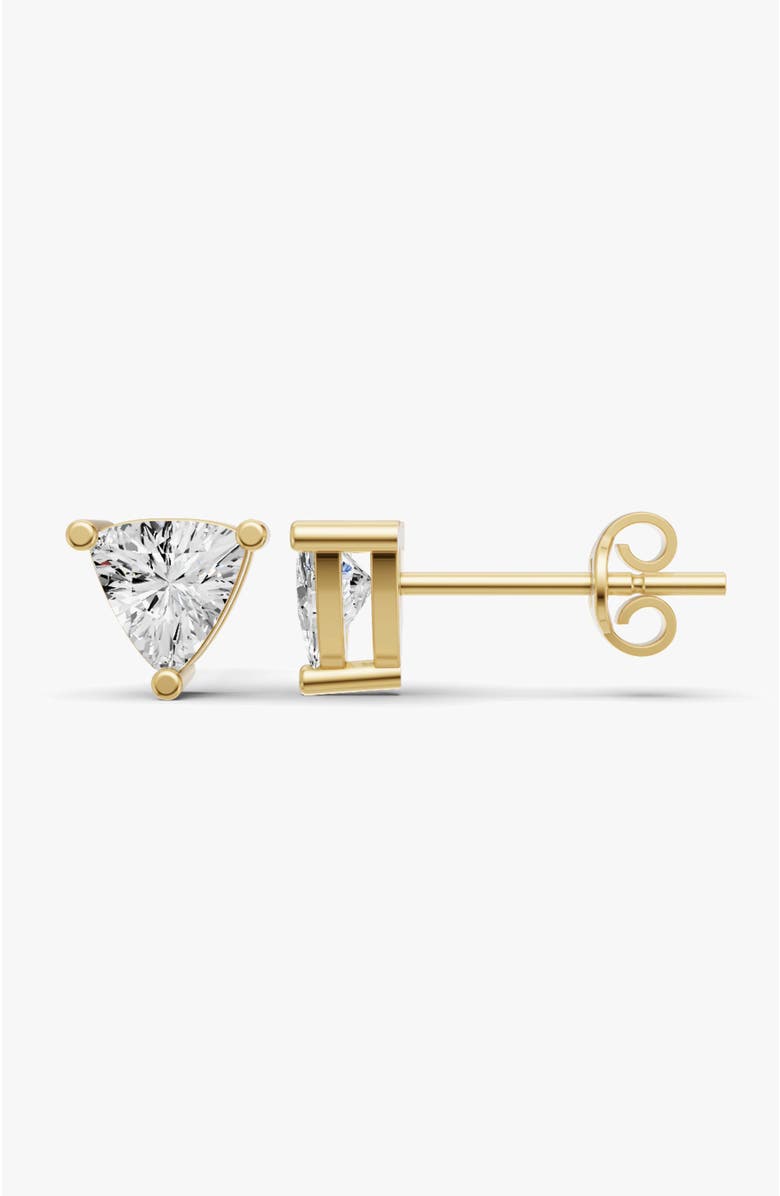 SEREIA OFFICIAL 14K Gold Studs 1 ct Earrings Trillion Solitaire, Alternate, color, Yellow Gold