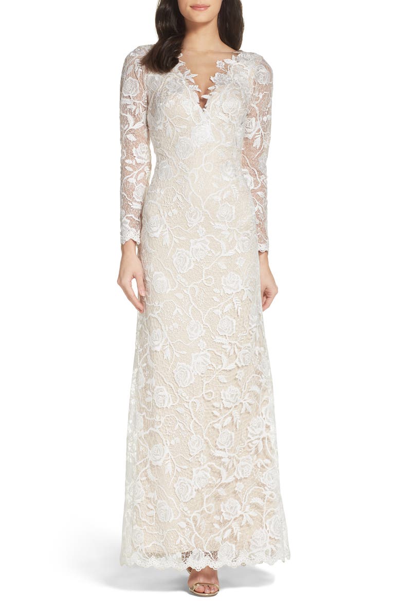 Tadashi Shoji Long Sleeve A-Line Sheath Gown, Alternate, color, 