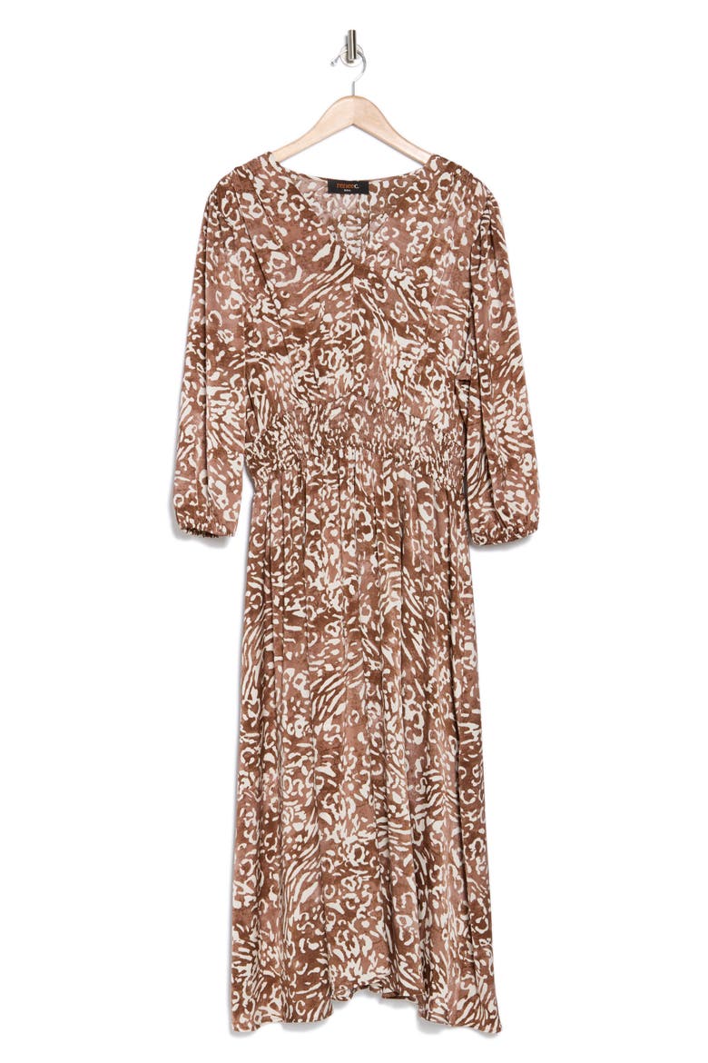 Patterned Maxi Dress, Alternate, color, CHOCOLATE