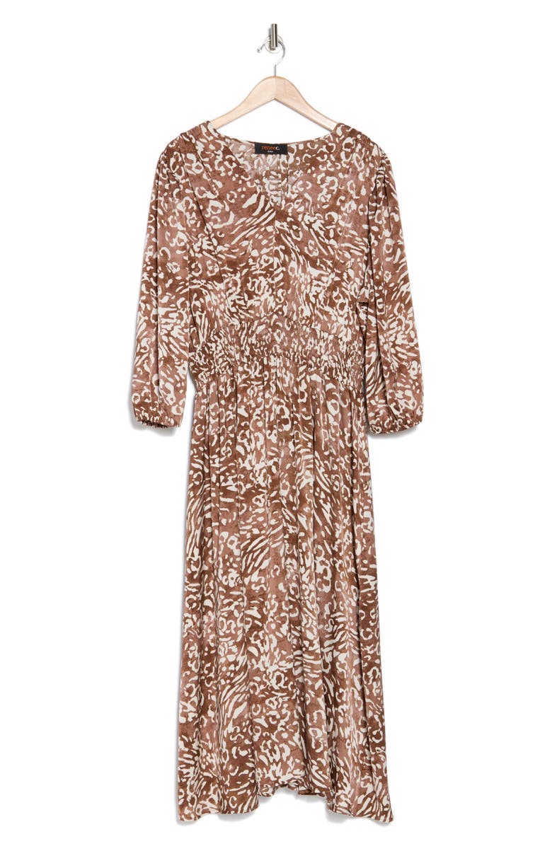 Renee C Patterned Maxi Dress, Alternate, color, Chocolate