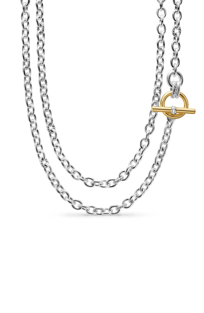 David Yurman DY Mercer<sup>®</sup> Double Row Toggle Chain Necklace with Diamonds, 8mm, Alternate, color, Diamond/ Silver/ Gold