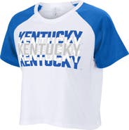 ZOOZATZ Women's ZooZatz White Kentucky Wildcats Colorblock Repeat Raglan Cropped T-Shirt