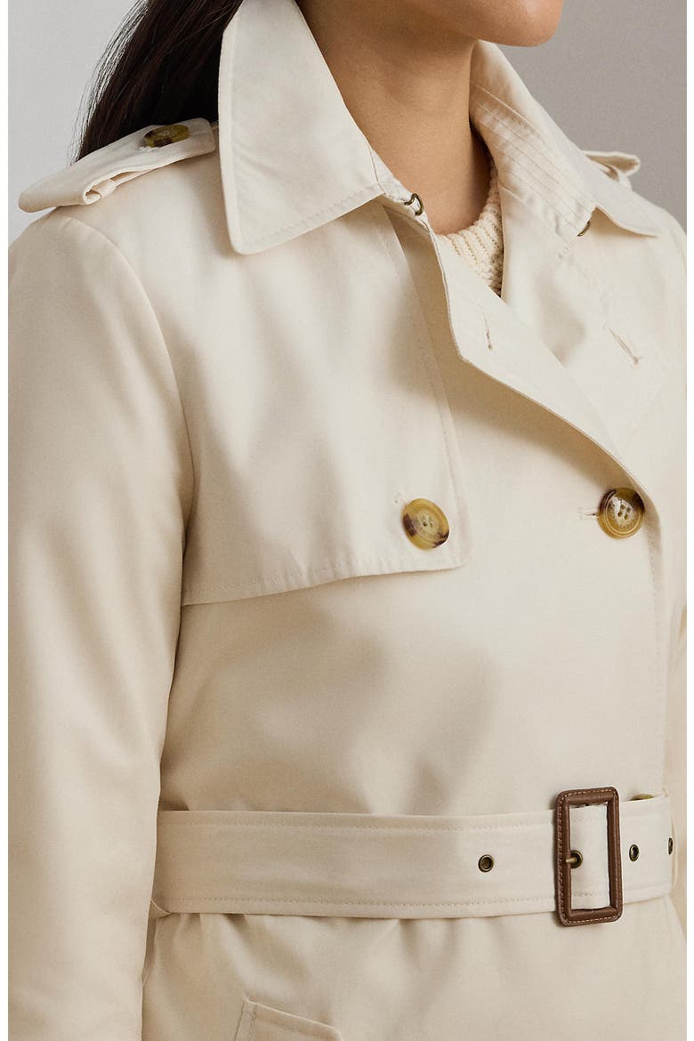Double Breasted Belted Rain Trench Coat, Alternate, color, MASCARPONE