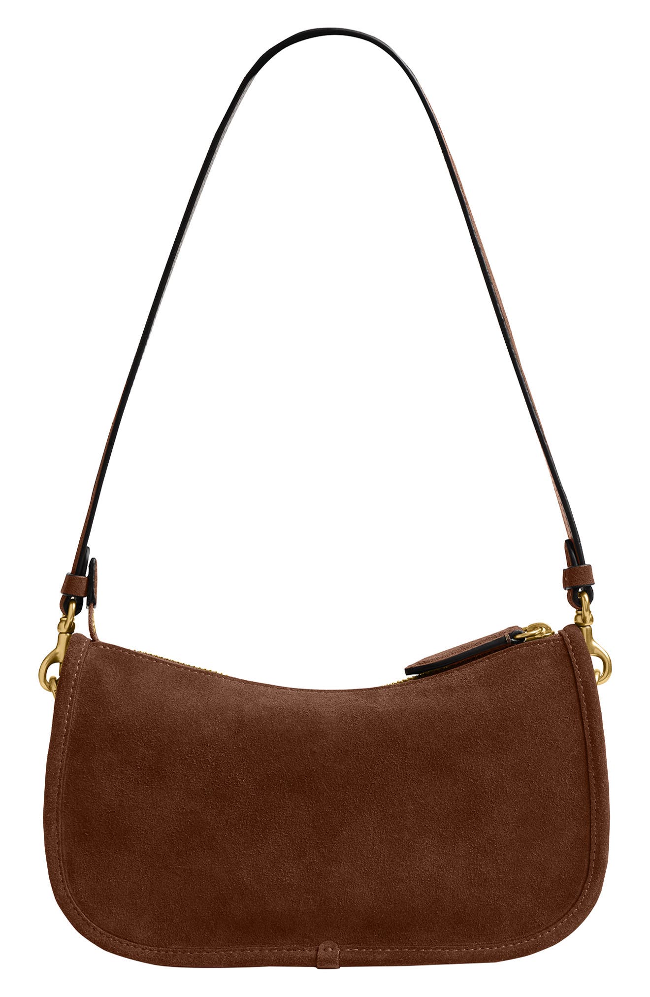 COACH Waverly Suede Shoulder Bag, Alternate, color, Warm Brown