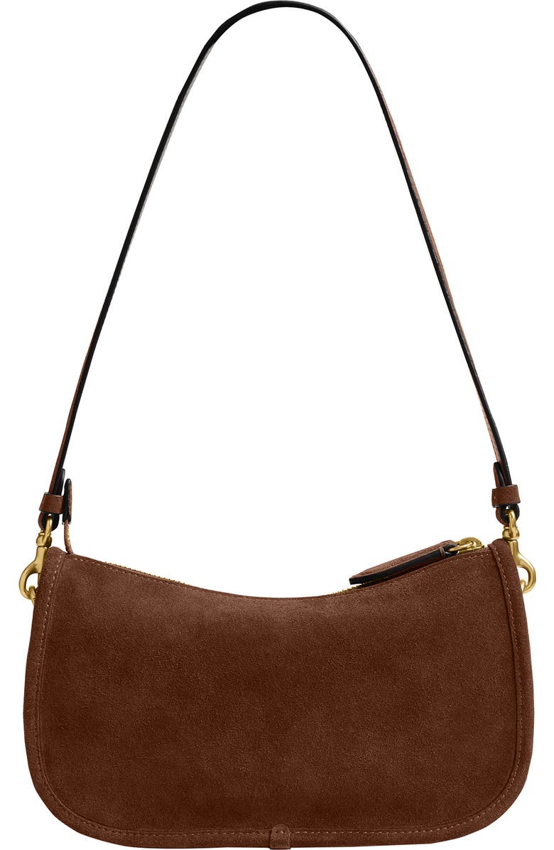COACH Waverly Suede Shoulder Bag, Alternate, color, Warm Brown