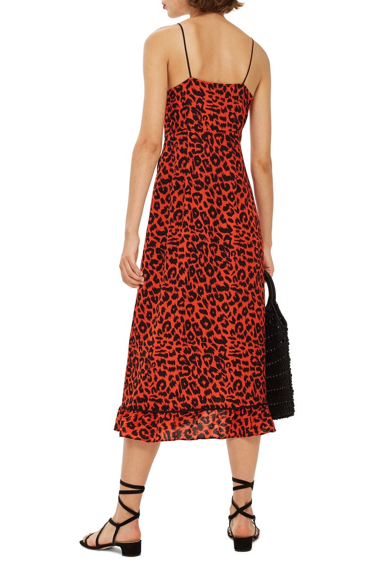 Animal Ruffle Slipdress, Alternate, color, ORANGE