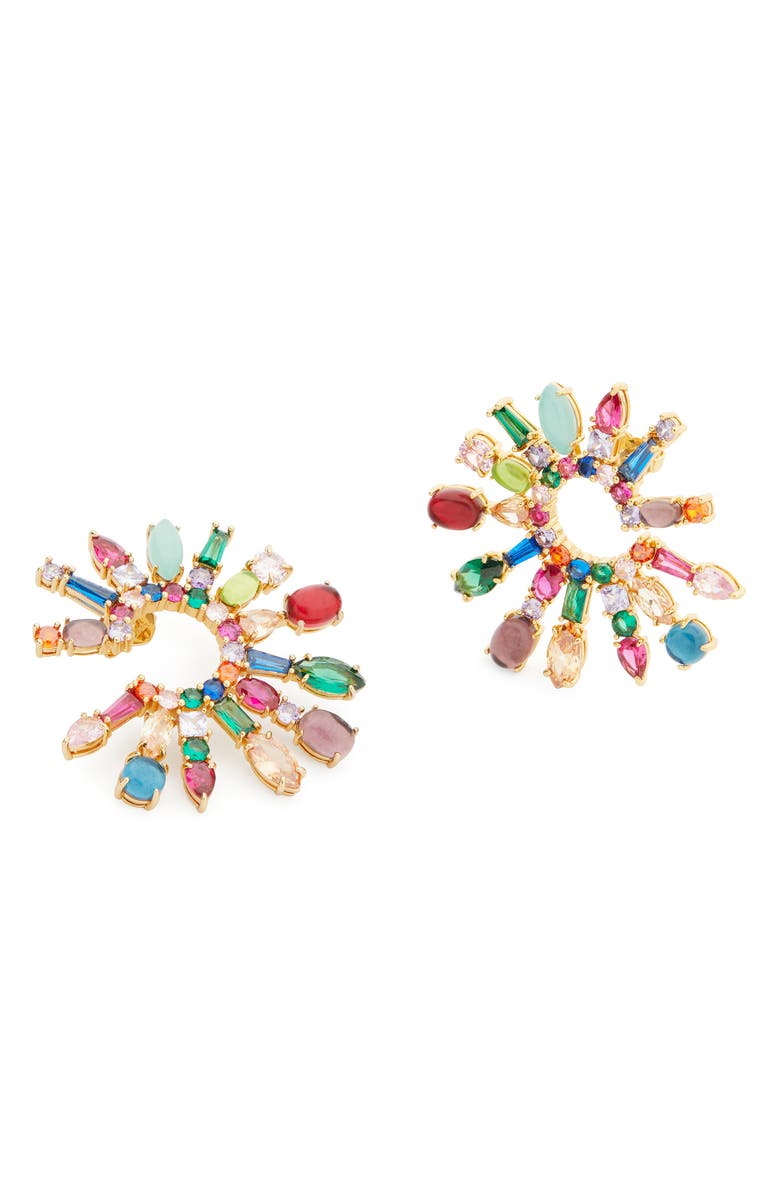 Kate Spade New York multicolor crystal hoop earrings, Main, color,