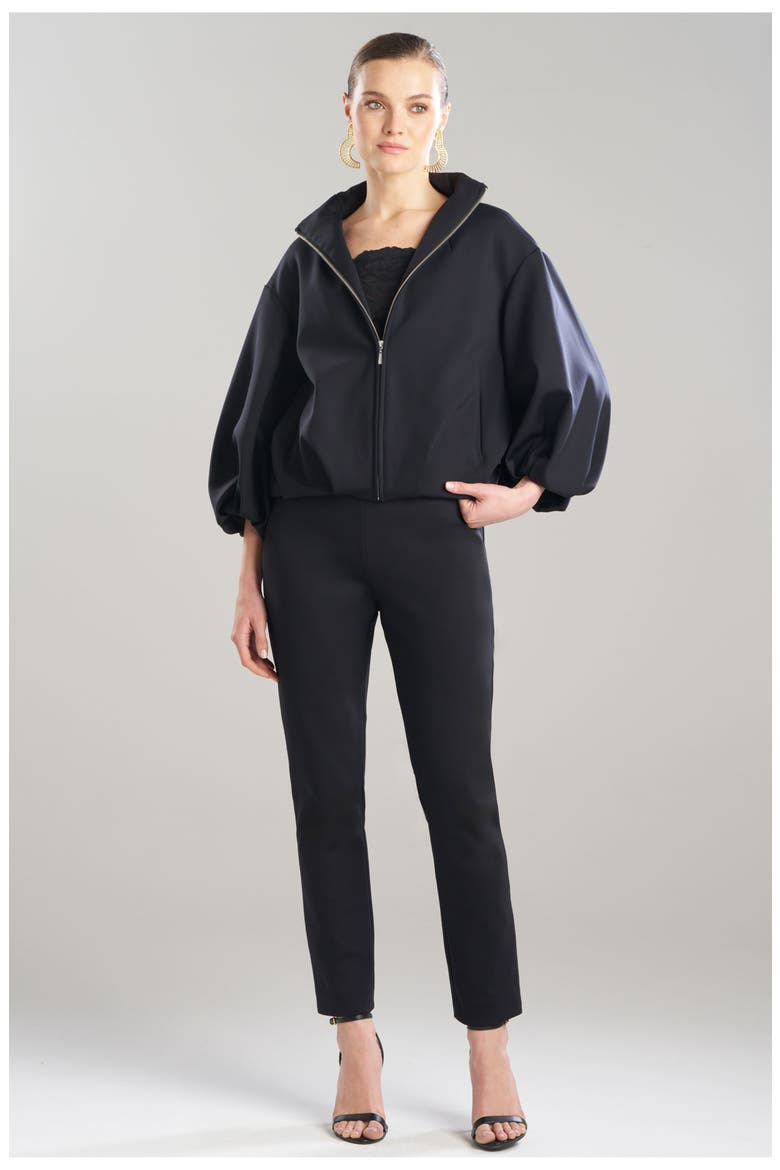 Techno Crepe Bomber Jacket, Main, color, Black