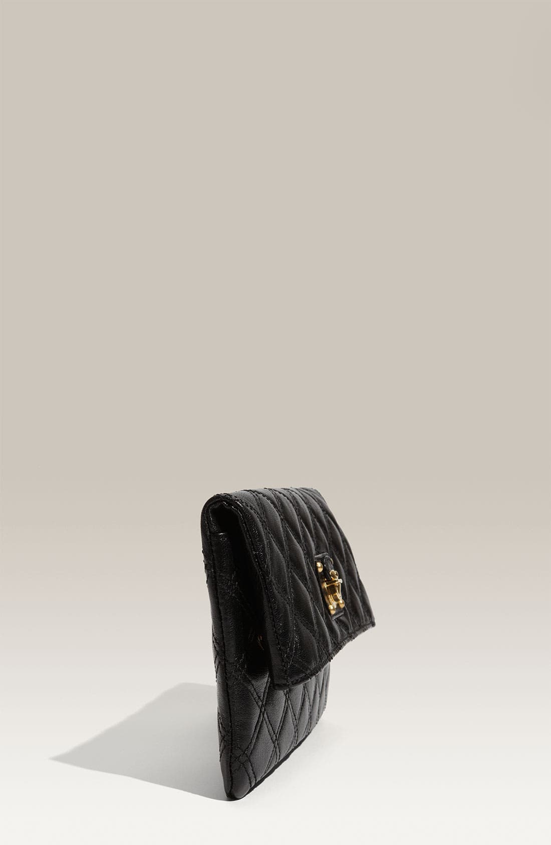 'Quilting - Eugenie' Leather Clutch, Alternate, color, BLACK