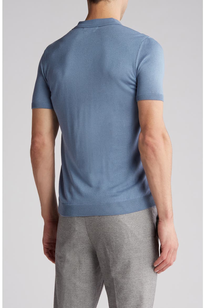 Short Sleeve Quarter Zip Knit Polo, Alternate, color, DUSTY BLUE