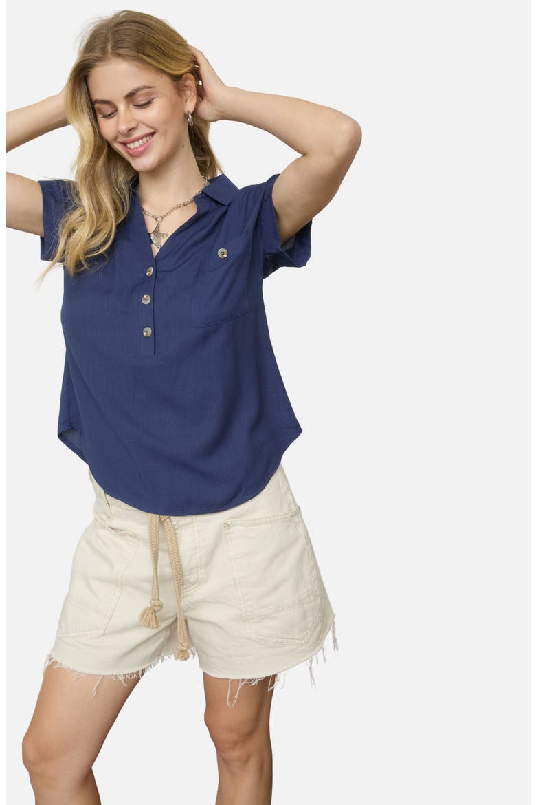 Half Button Shirt, Alternate, color, NAVY