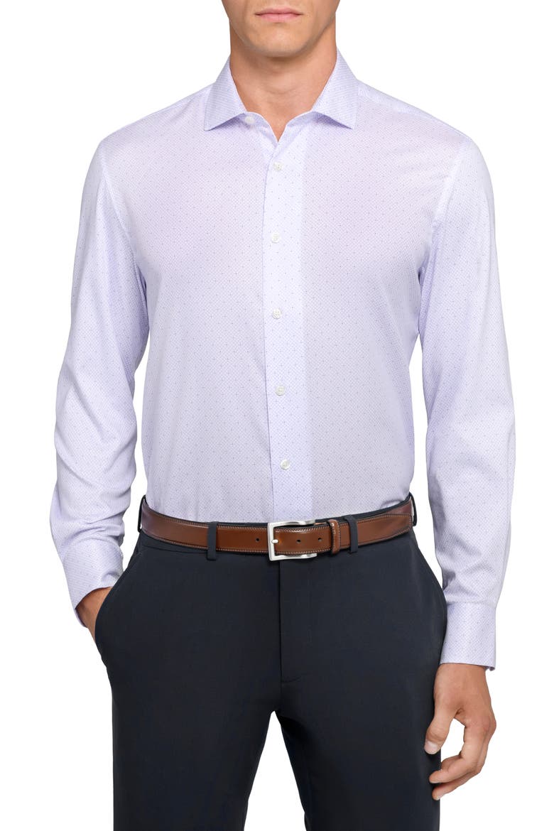 Reworked Slim Fit Cotton Dress Shirt, Main, color, WHITE/ PURPLE