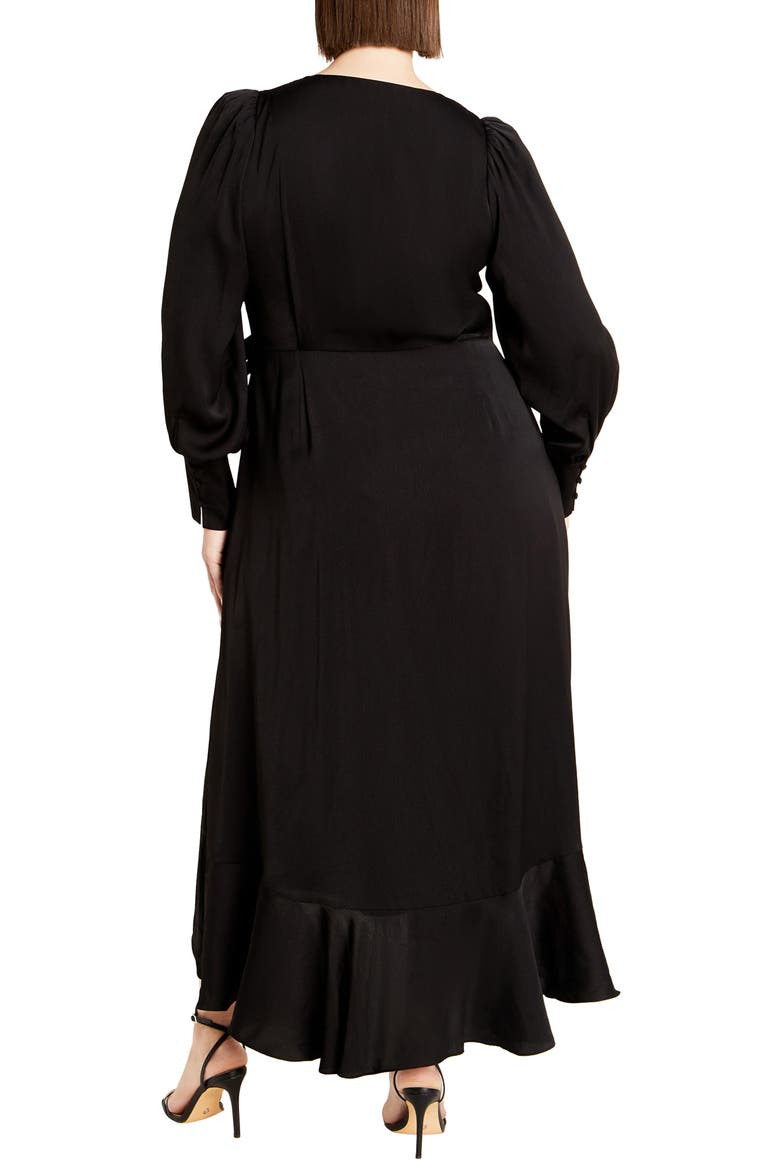 Oki Long Sleeve Wrap Dress, Alternate, color, BLACK