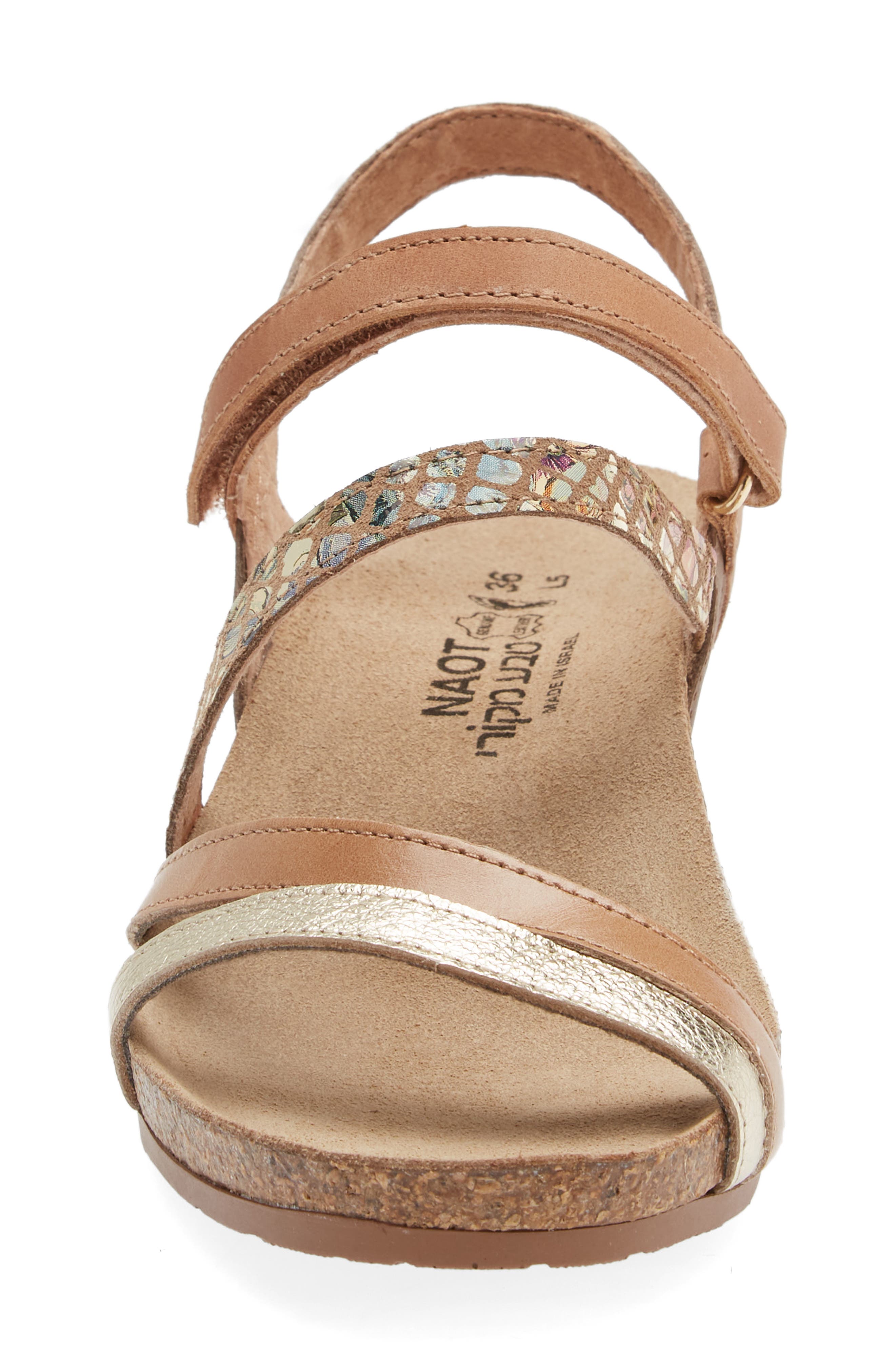Hero Strappy Wedge Sandal, Alternate, color, GOLD/ TAN/ FLORAL/ LATTE