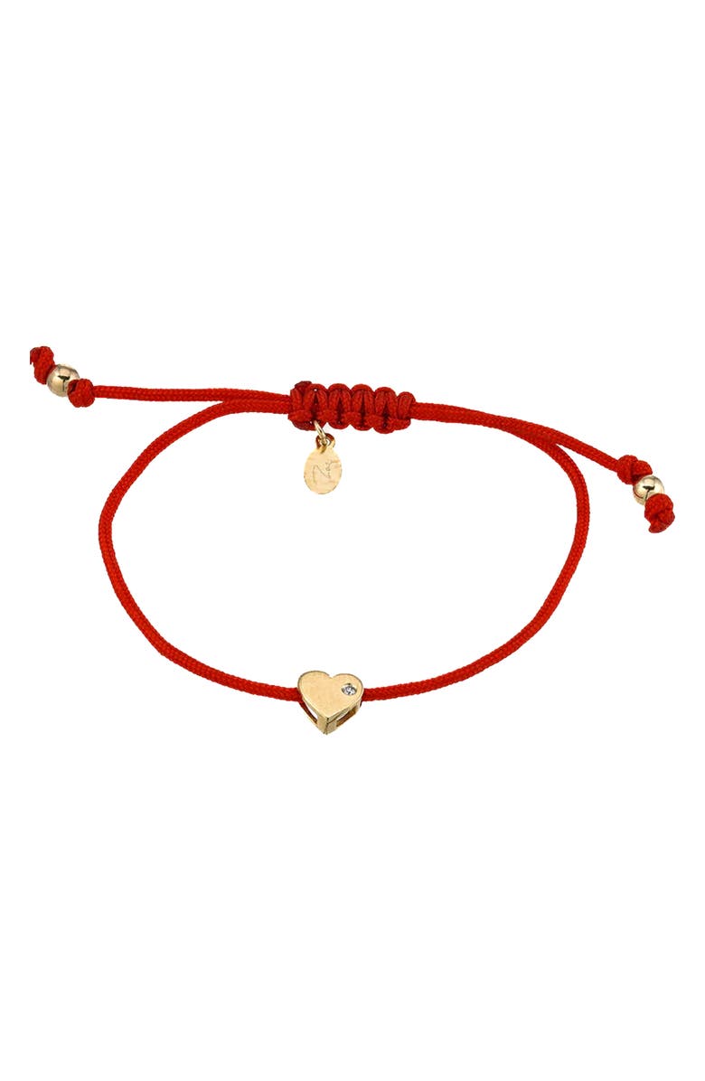 Zoe Lev Heart Fortune Bracelet, Main, color, Red
