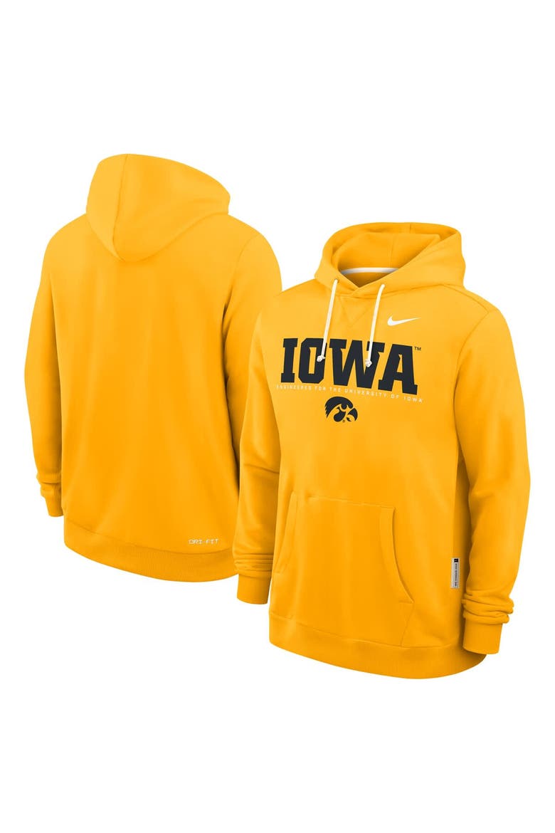 Men's Nike Gold Iowa Hawkeyes 2025 Sideline Standard Issue Dri-FIT Hoodie, Alternate, color, Gold